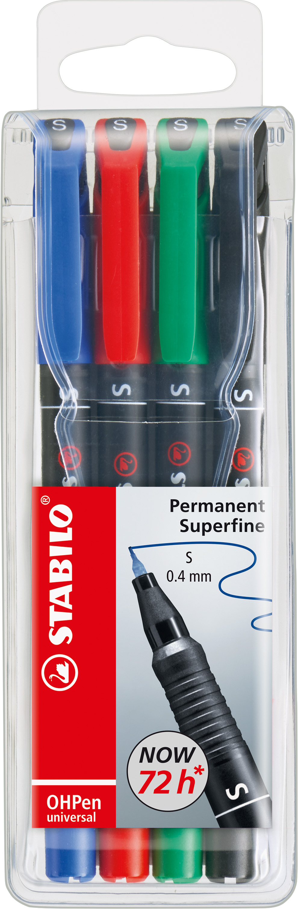 STABILO Permanent Superfine, Folienstift, OHPen, 4 St. im Etui