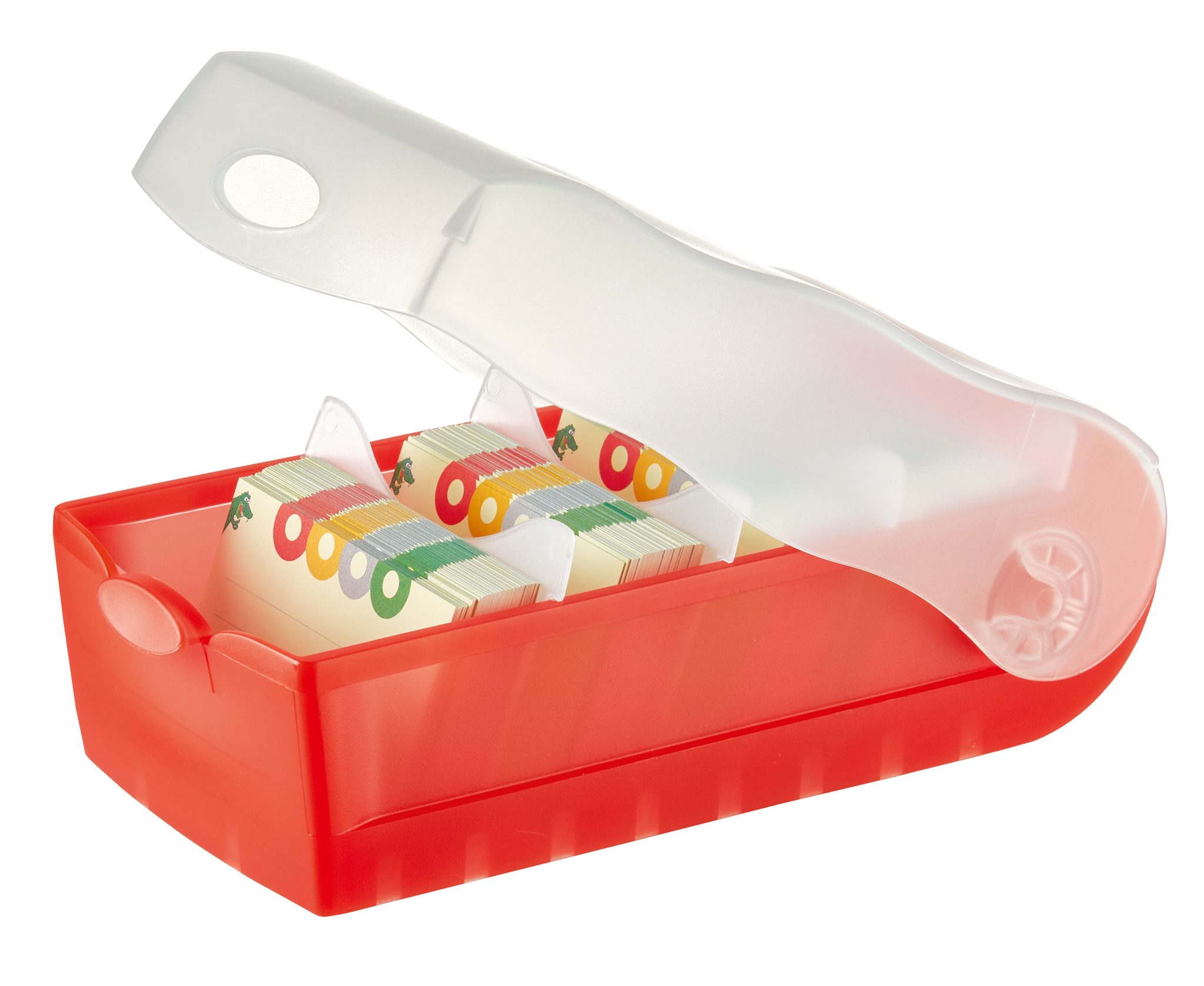 Karteibox CROCO A7, transl.-rot mit 5 Stützen und 100 Karten HAN