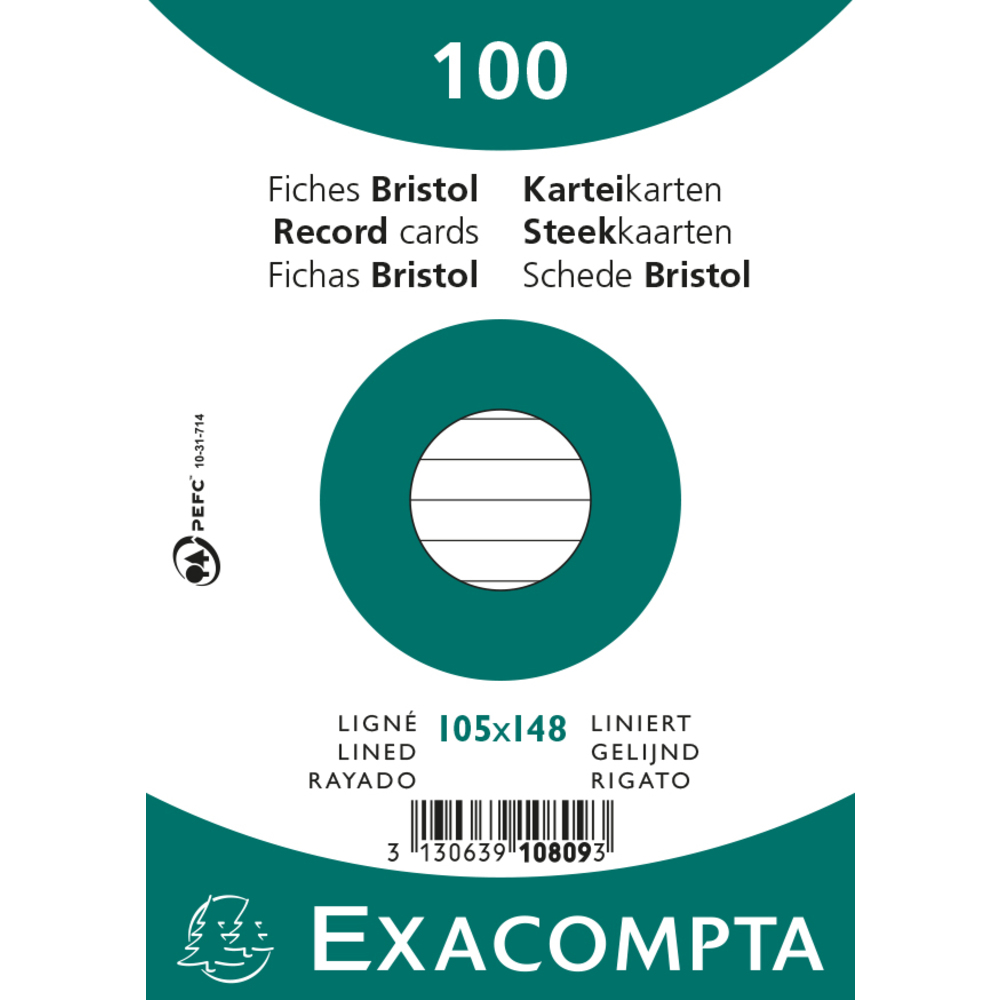 Karteikarten A6 lin 100St/Pkg weiss Exacompta