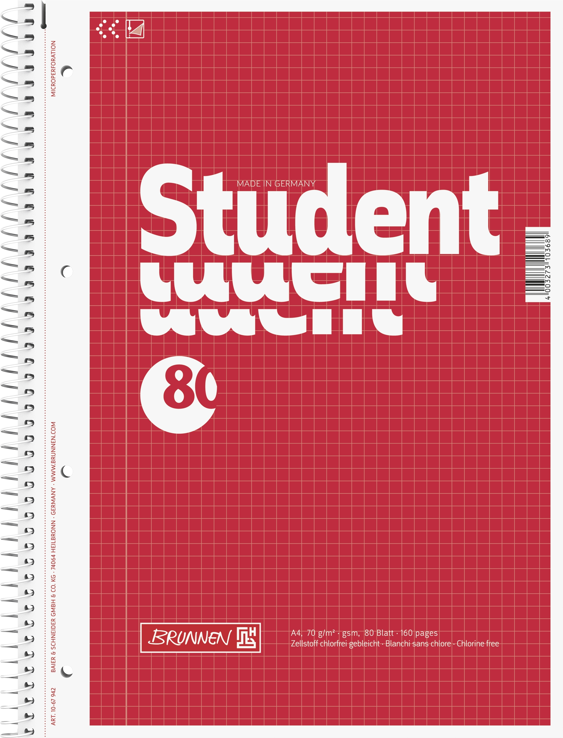 Collegeblock A4 kar 80Bl BRUNNEN