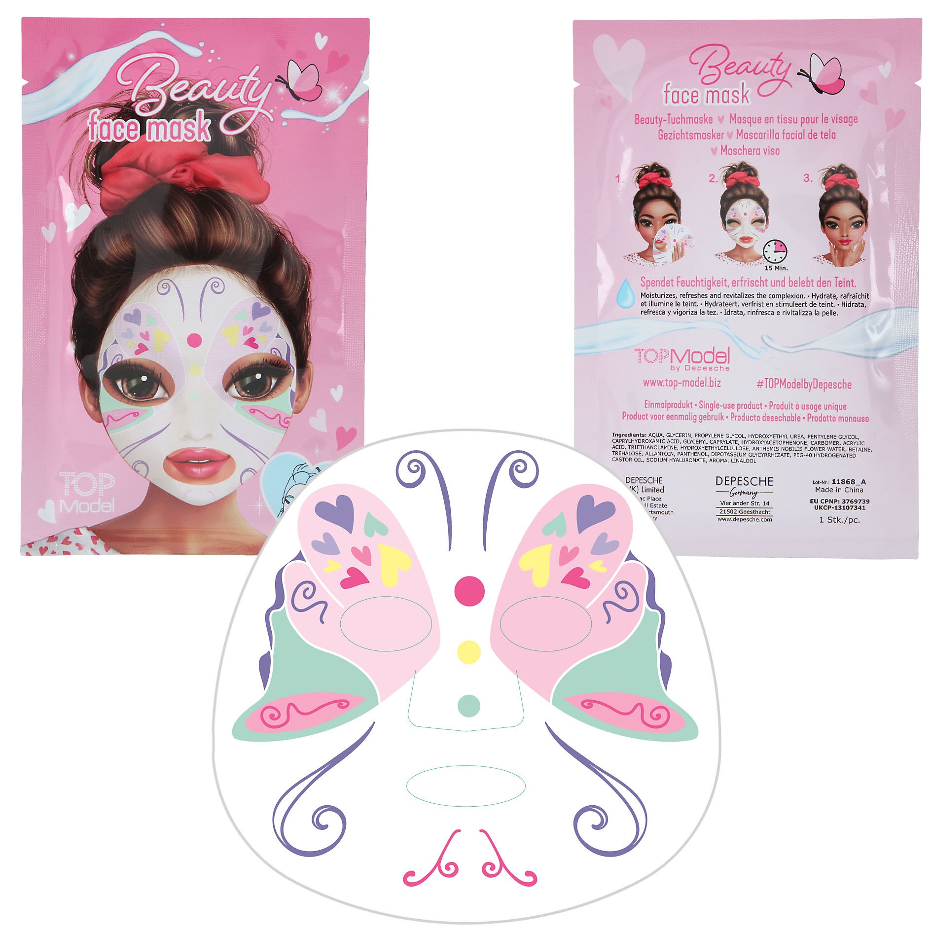 TOPModel Beauty Tuchmaske BEAUTY GIRL Schmetterlingdesign, Depesche