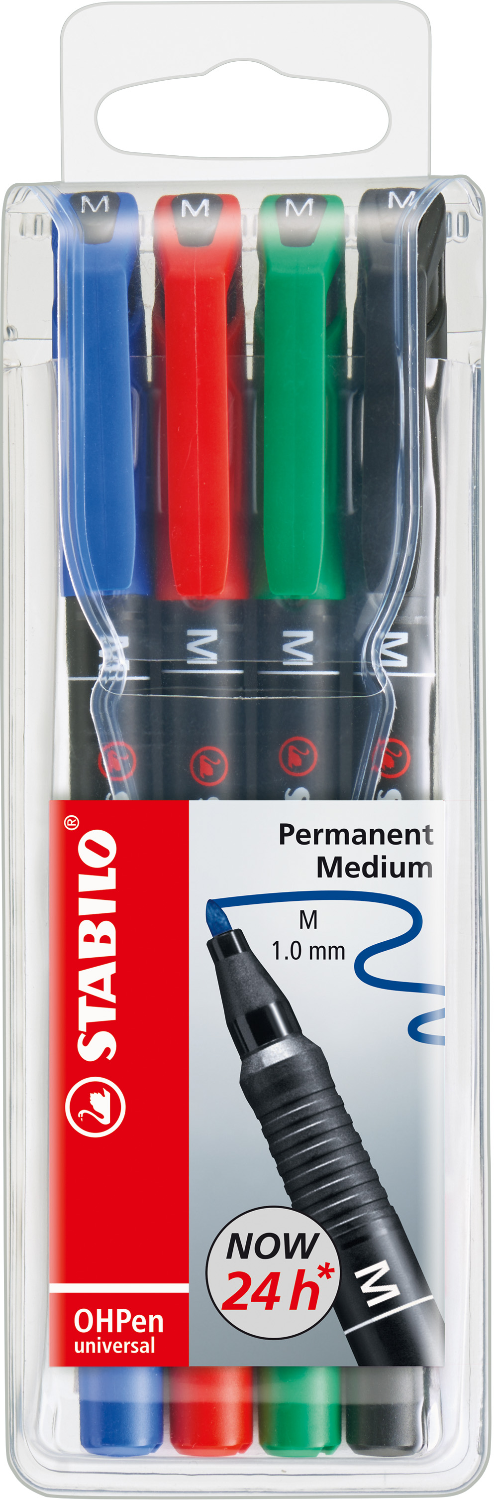 STABILO Permanent Medium, Folienstift, OHPen, 4 St. im Etui