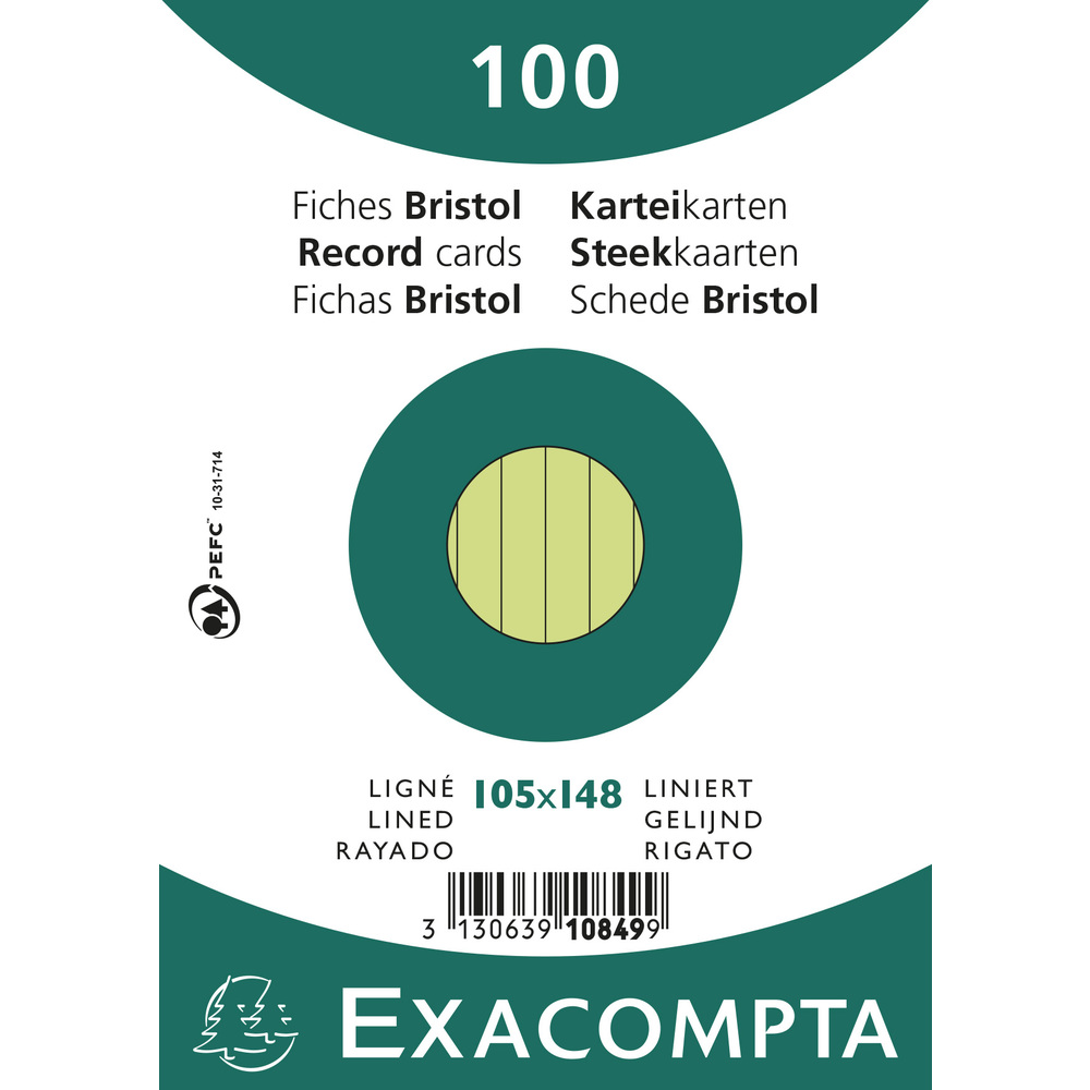Karteikarten A6 lin 100St/Pkg grün Exacompta