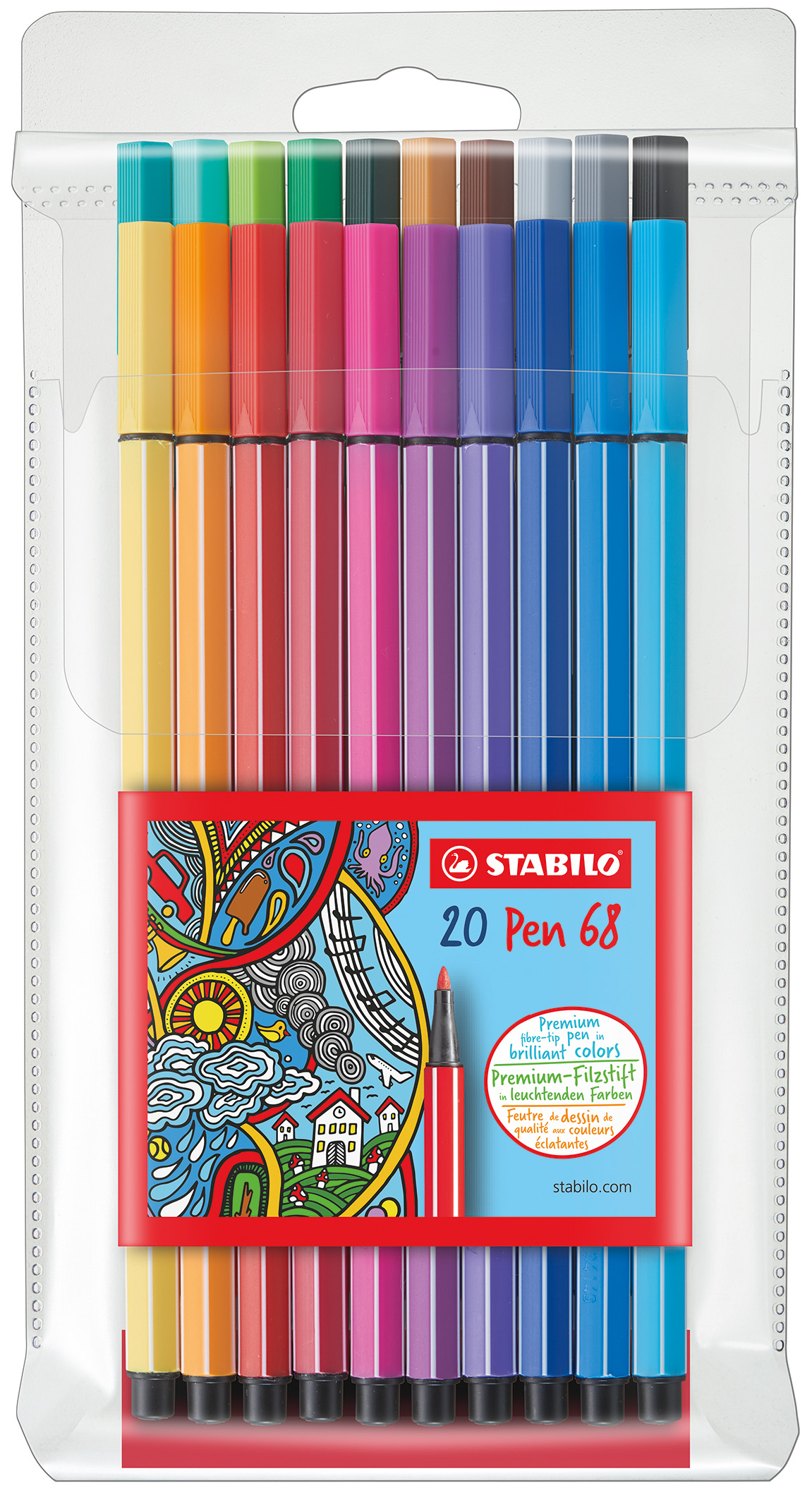 STABILO Pen 68 Premium Filzstift, 20 Stück