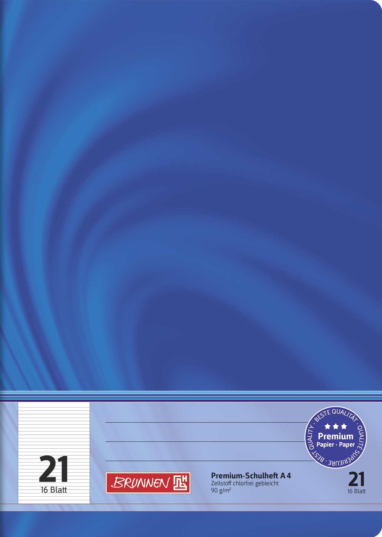 Schulheft Premium Vivendi A4 Lineatur 21 | 16 Blatt, blau