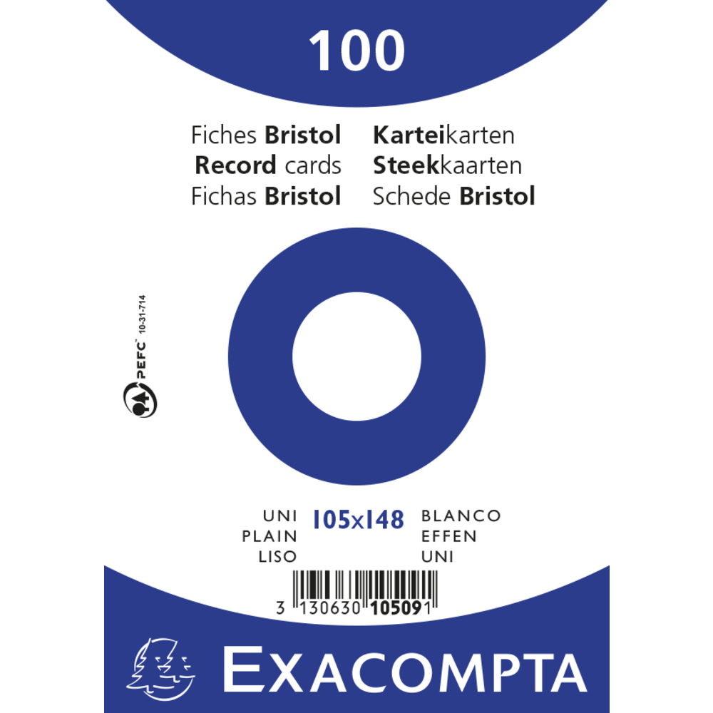 Karteikarten A6 bla 100St/Pkg weiß Exacompta