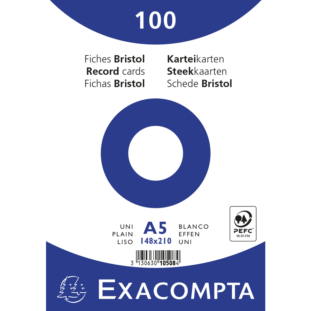 Karteikarten A5 bla 100St/Pkg weiss Exacompta