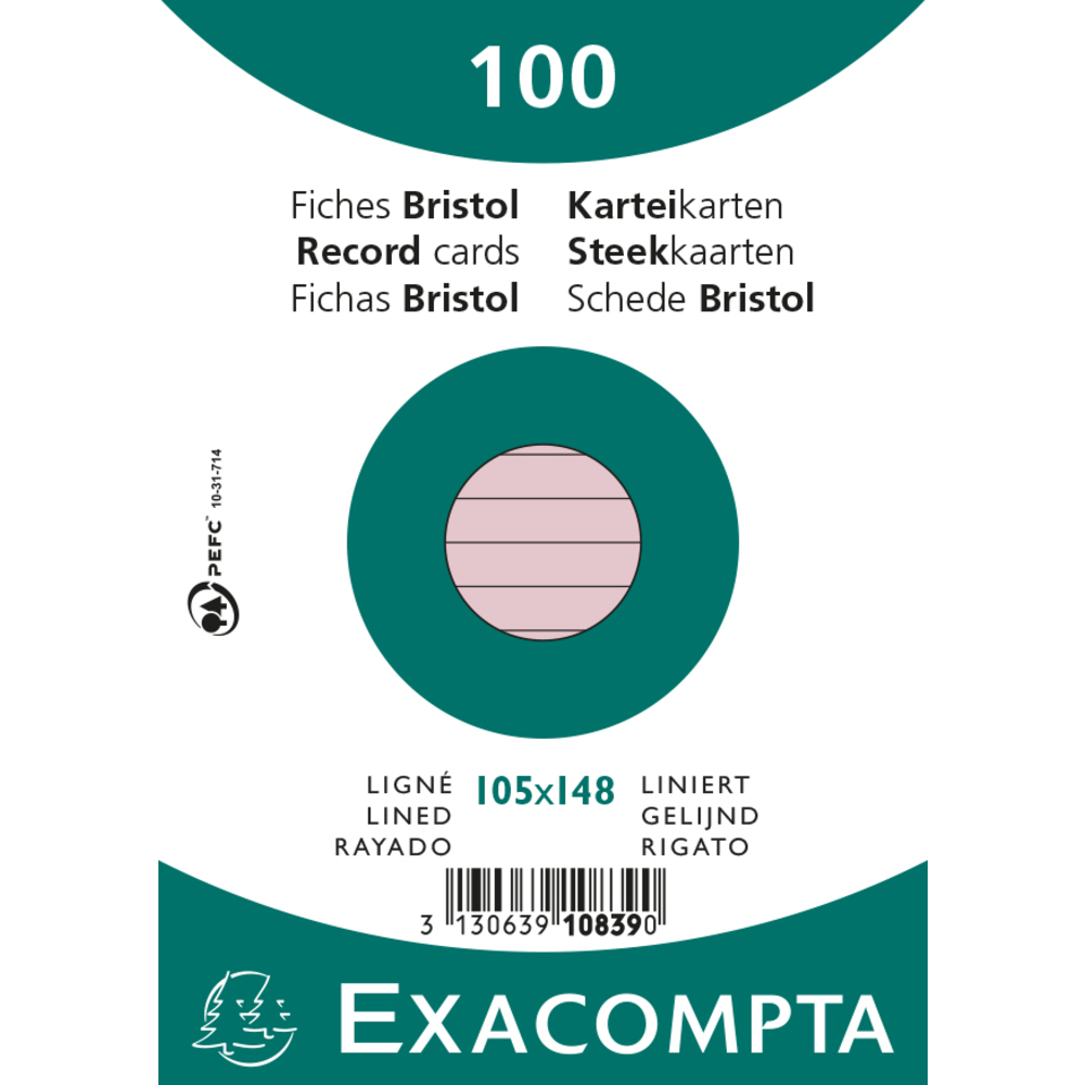 Karteikarten A6 lin 100St/Pkg rosa Exacompta