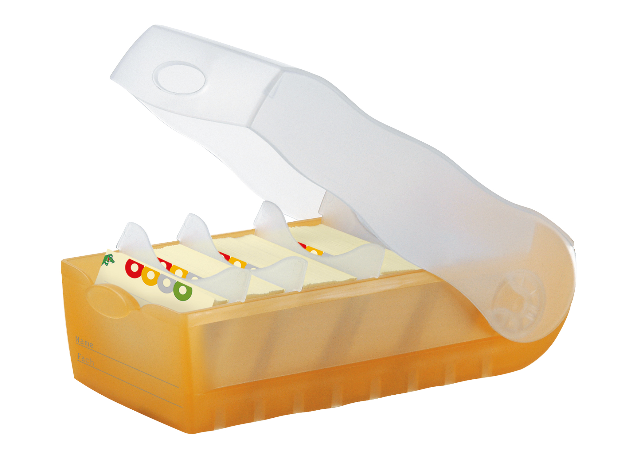 Karteibox CROCO A7, transl.-orange mit 5 Stützen und 100 Karten HAN