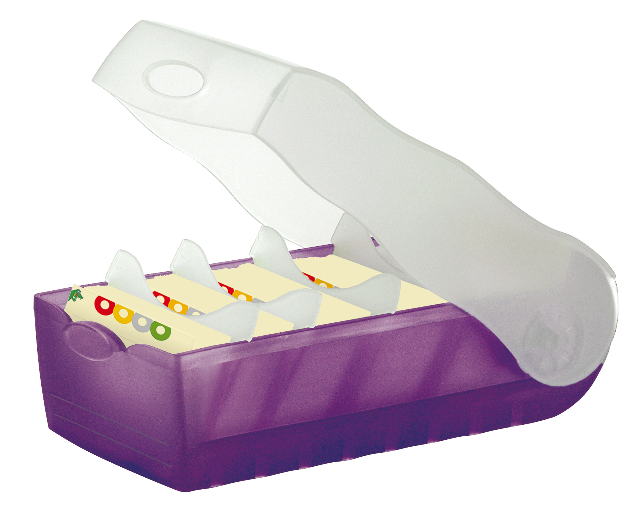 Karteibox CROCO A7, transl.-lila mit 5 Stützen und 100 Karten HAN
