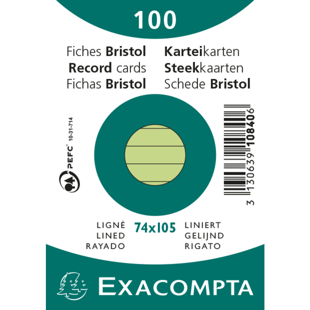 Karteikarten A7 lin 100St/Pkg grün Exacompta