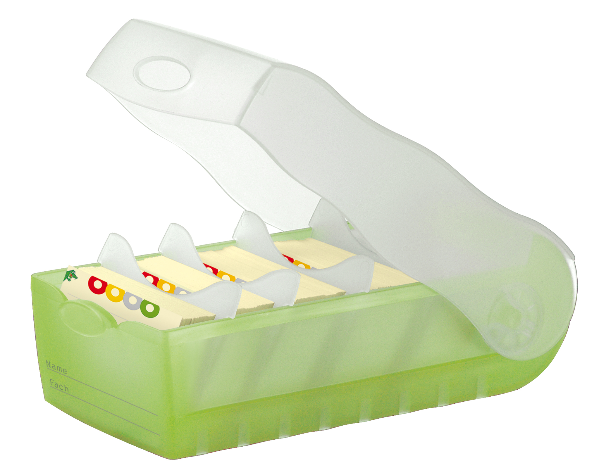 Karteibox CROCO A7, transl.-grün mit 5 Stützen und 100 Karten HAN