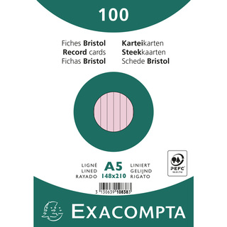 Karteikarten A5 lin 100St/Pkg rosa Exacompta